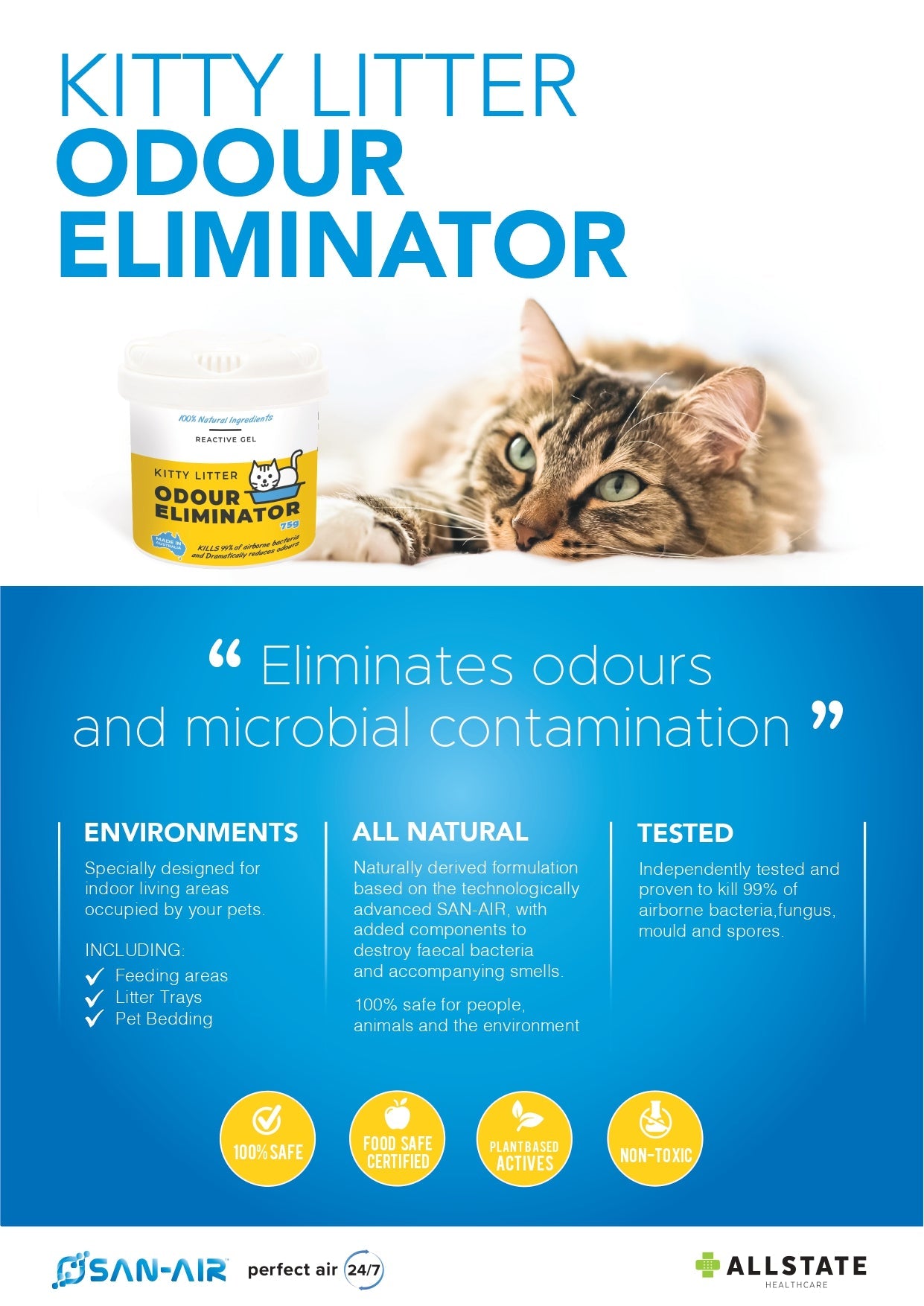SAN-AIR Kitty Litter Odour Eliminator Gel 75g